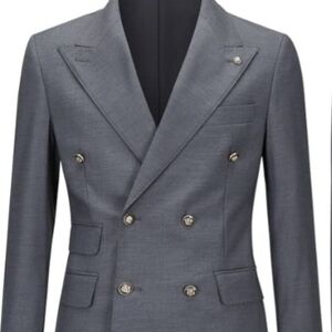 Men's Double-Breasted Gray Blazer